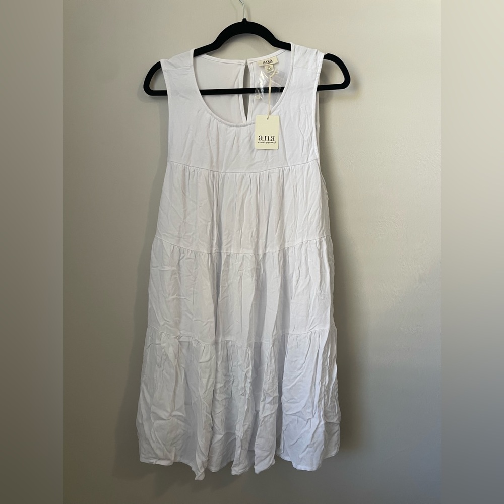 ANA White Tiered Sleeveless Dress Size 1X